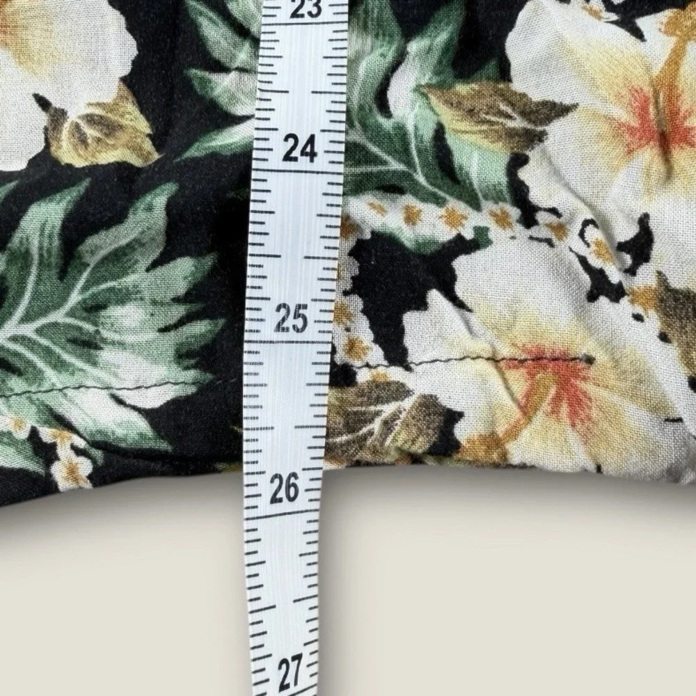 Denim & Supply Ralph Lauren Hawaiian Shirt Medium M Black Floral‎ Viscose BoHo